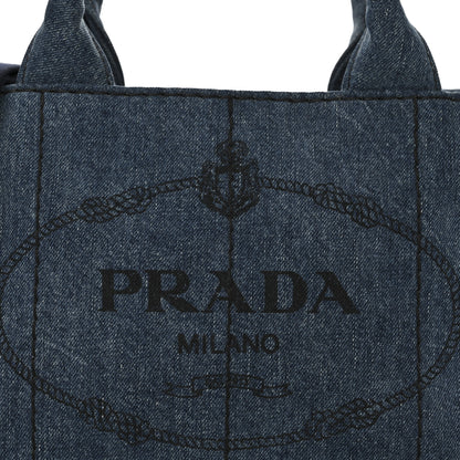 Prada Denim Small Logo Tote Bleu 8 of 10