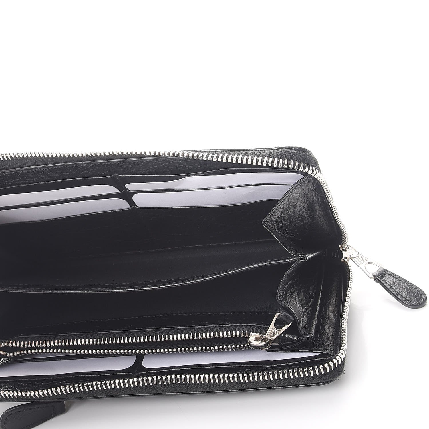 Balenciaga Agneau Giant 12 Silver Hardware Continental Zip Around Wallet Black 5 of 11