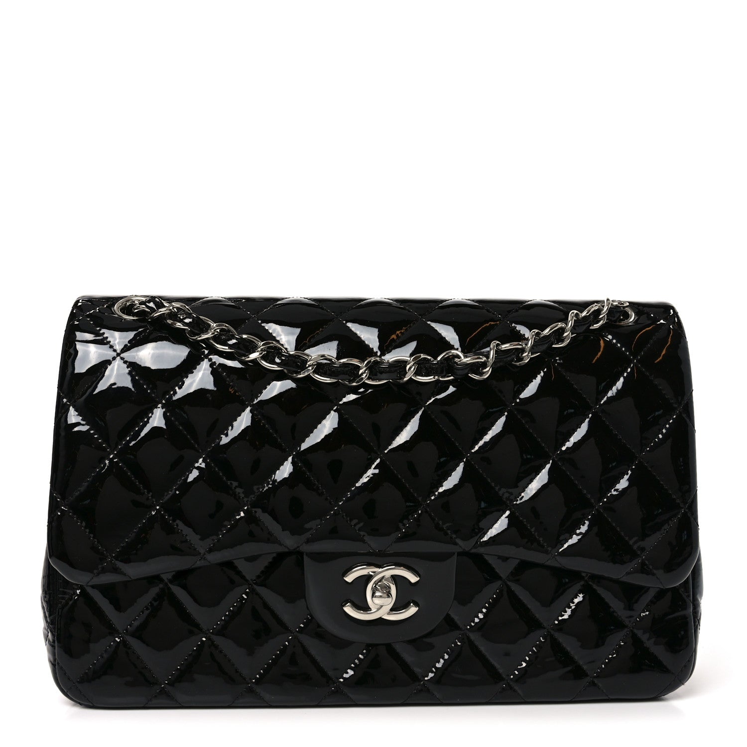 Chanel Patent Quilted Jumbo Double Flap Black 1 of 10
