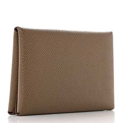 Hermes Epsom Calvi Duo Card Case Etoupe 3 of 7