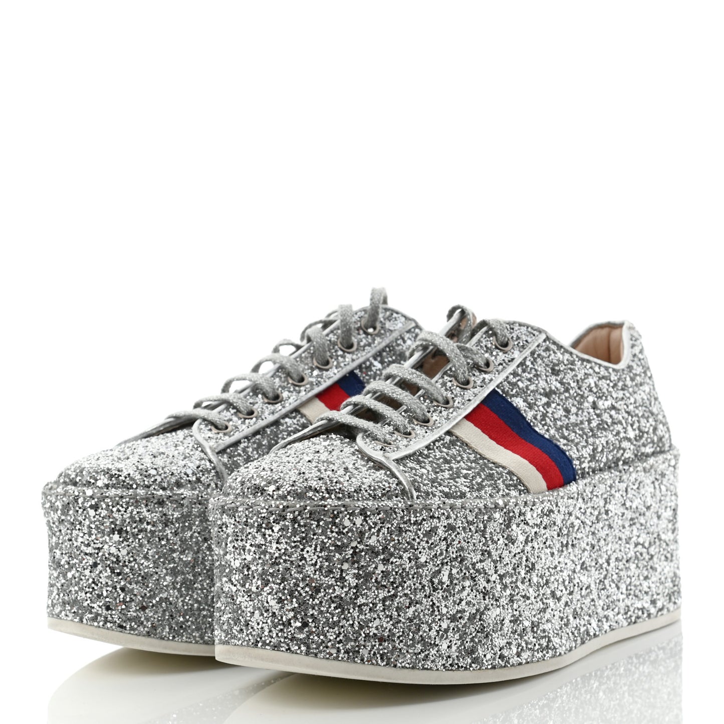 Glitter Peggy Platform Sneakers 40 Argento