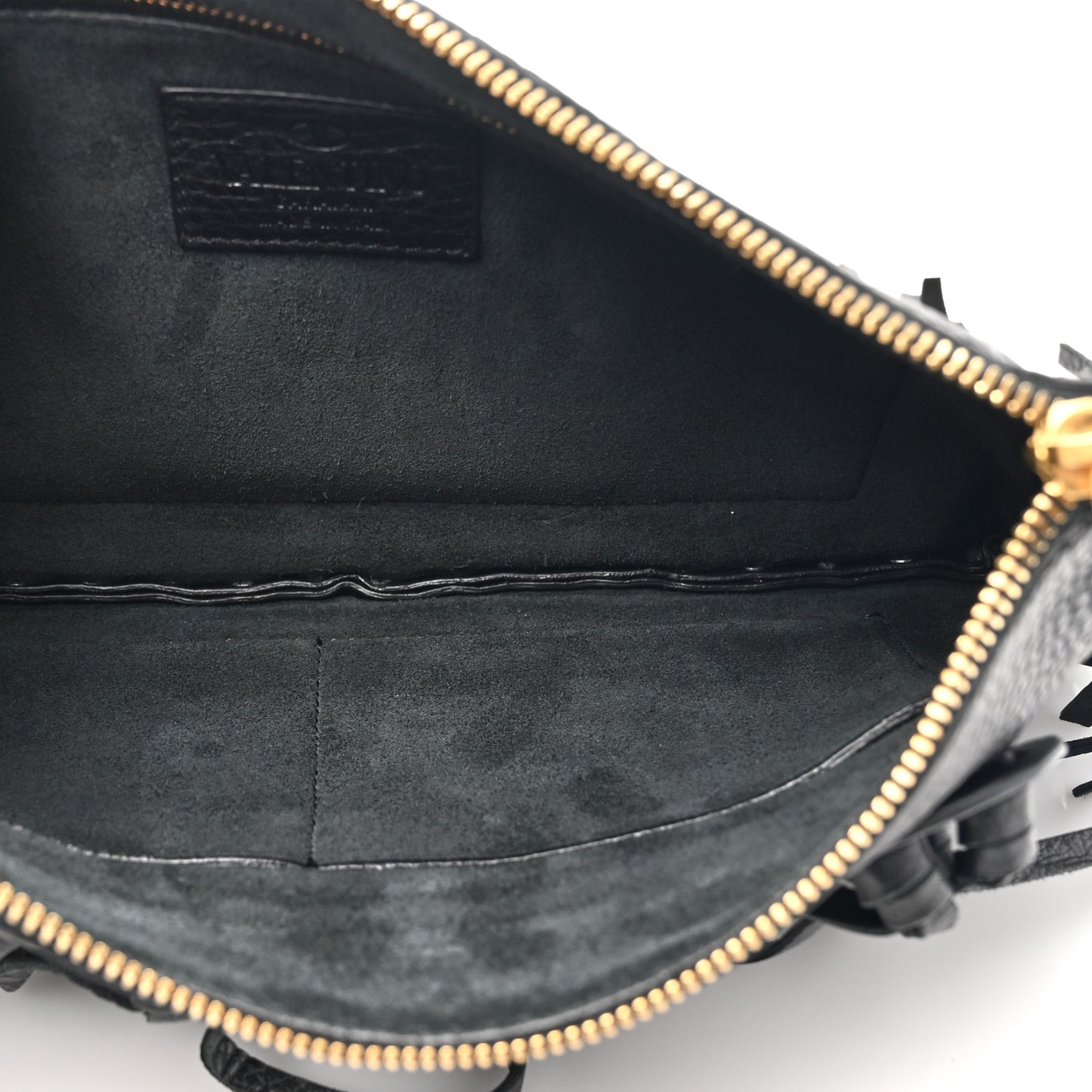 Calfskin Rockee Fringe Clutch Black