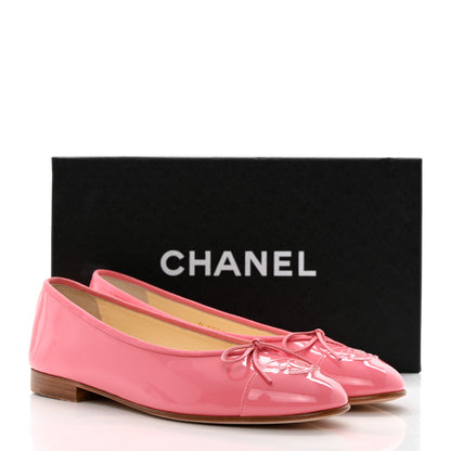 Chanel Patent Calfskin CC Cap Toe Ballerina Flats 40 Light Pink 9 of 9