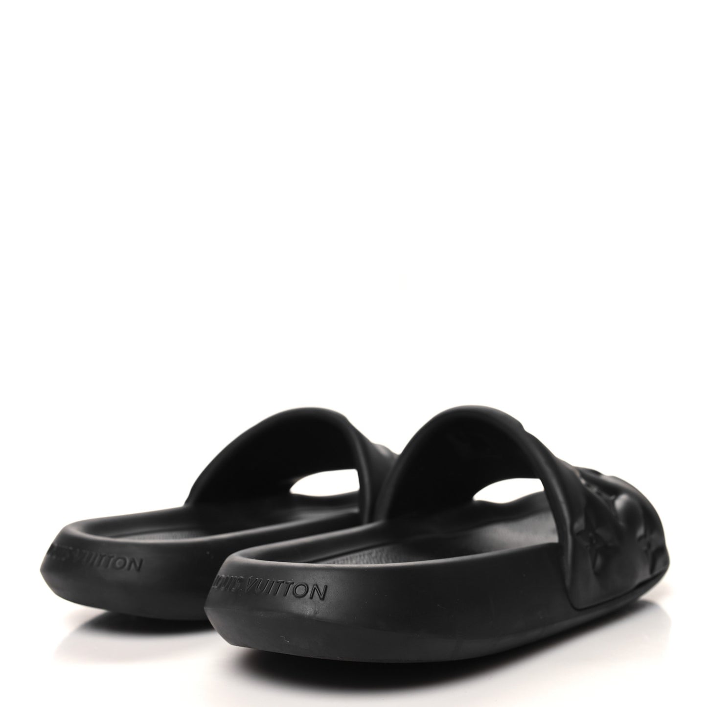 Rubber Embossed Monogram Mens Waterfront Mules 10 Black