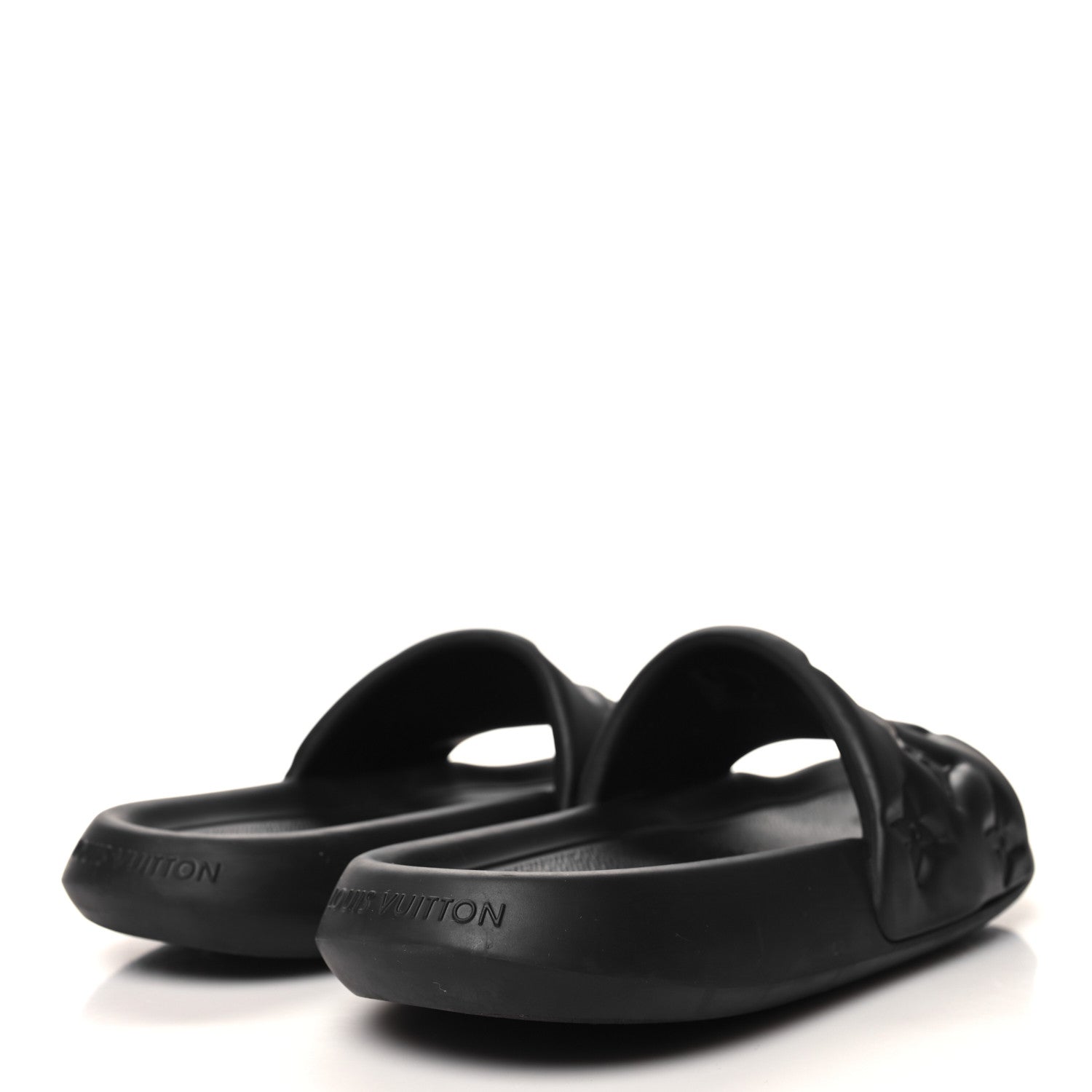 Louis Vuitton Rubber Embossed Monogram Mens Waterfront Mules 10 Black 4 of 7
