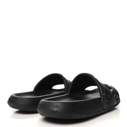 Louis Vuitton Rubber Embossed Monogram Mens Waterfront Mules 10 Black 4 of 7