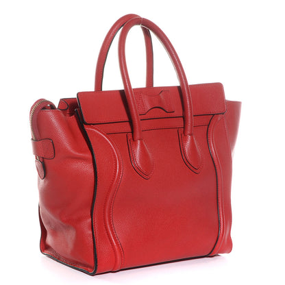 Celine Drummed Calfskin Mini Luggage Coquelicot 3 of 8