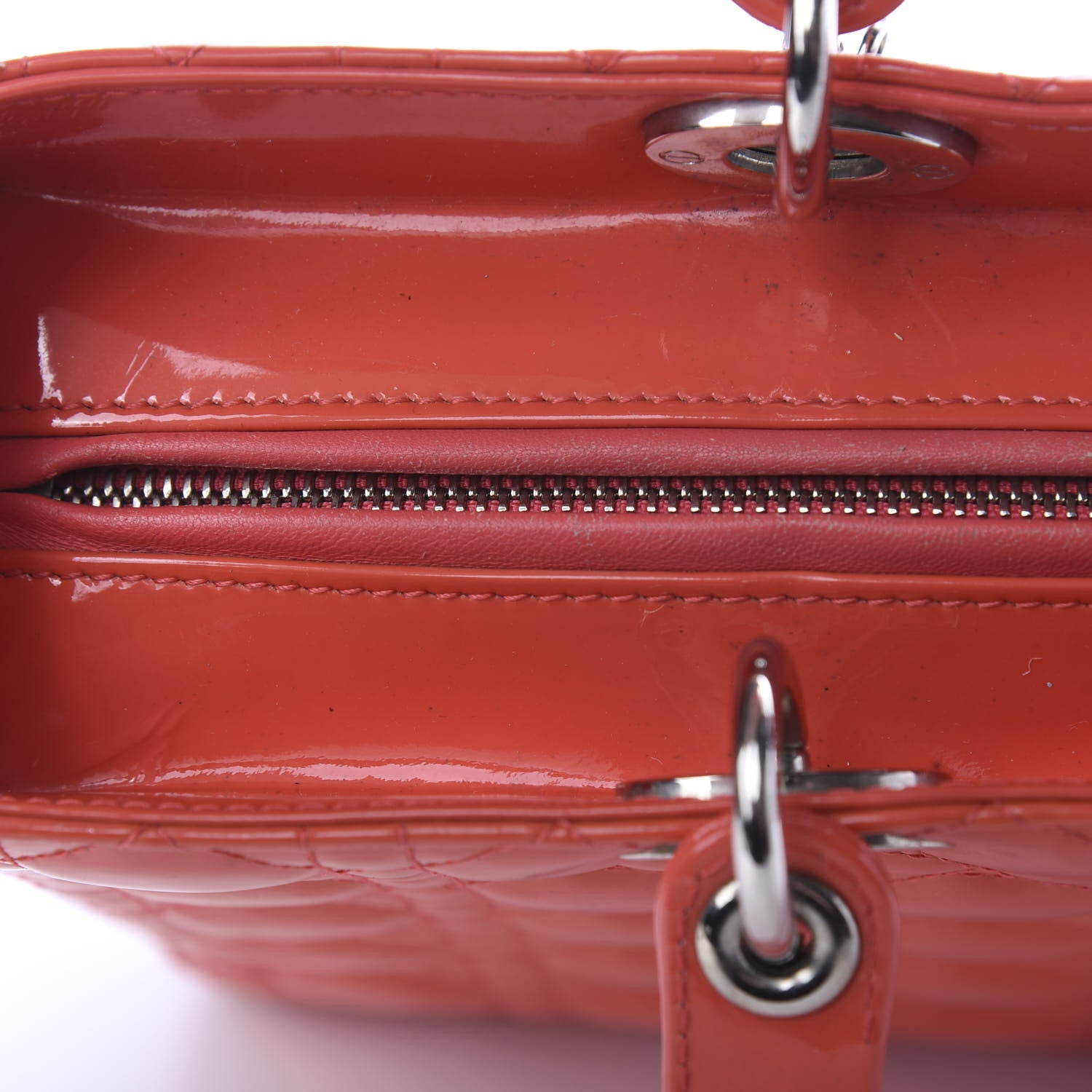 Christian Dior Patent Cannage Large Lady Dior Light Coral 9 of 17