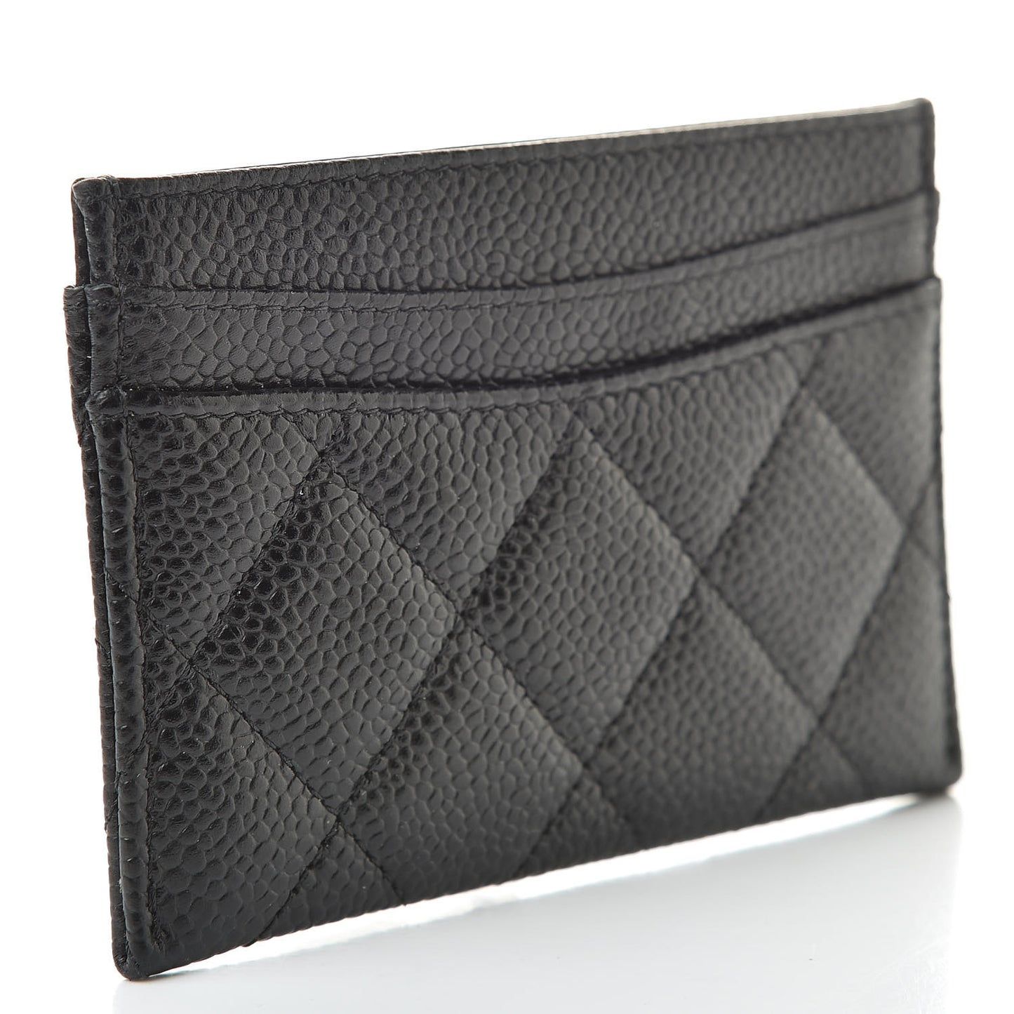 Caviar Quilted Card Holder Black