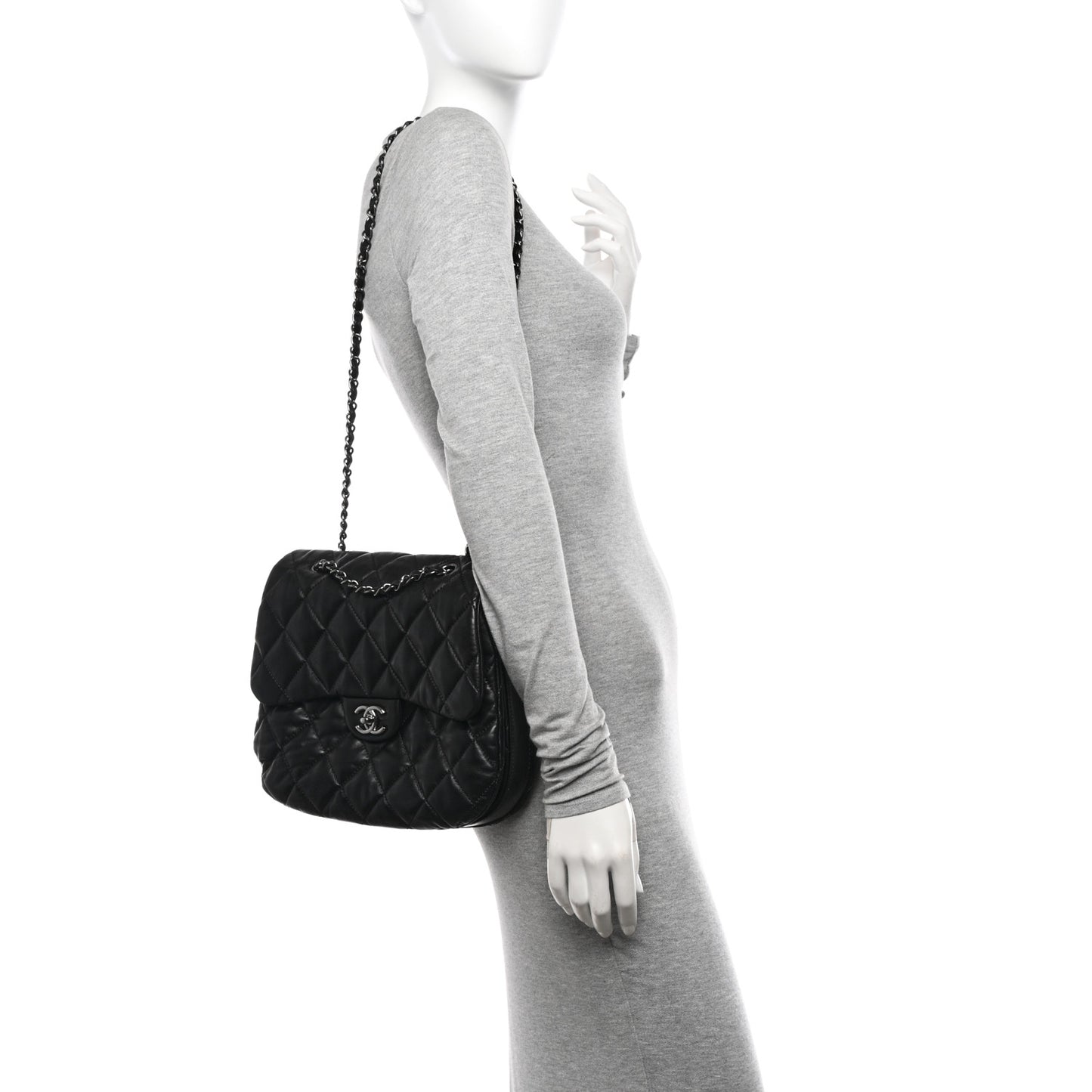 Lambskin Quilted Large Chanel 3 Flap Black