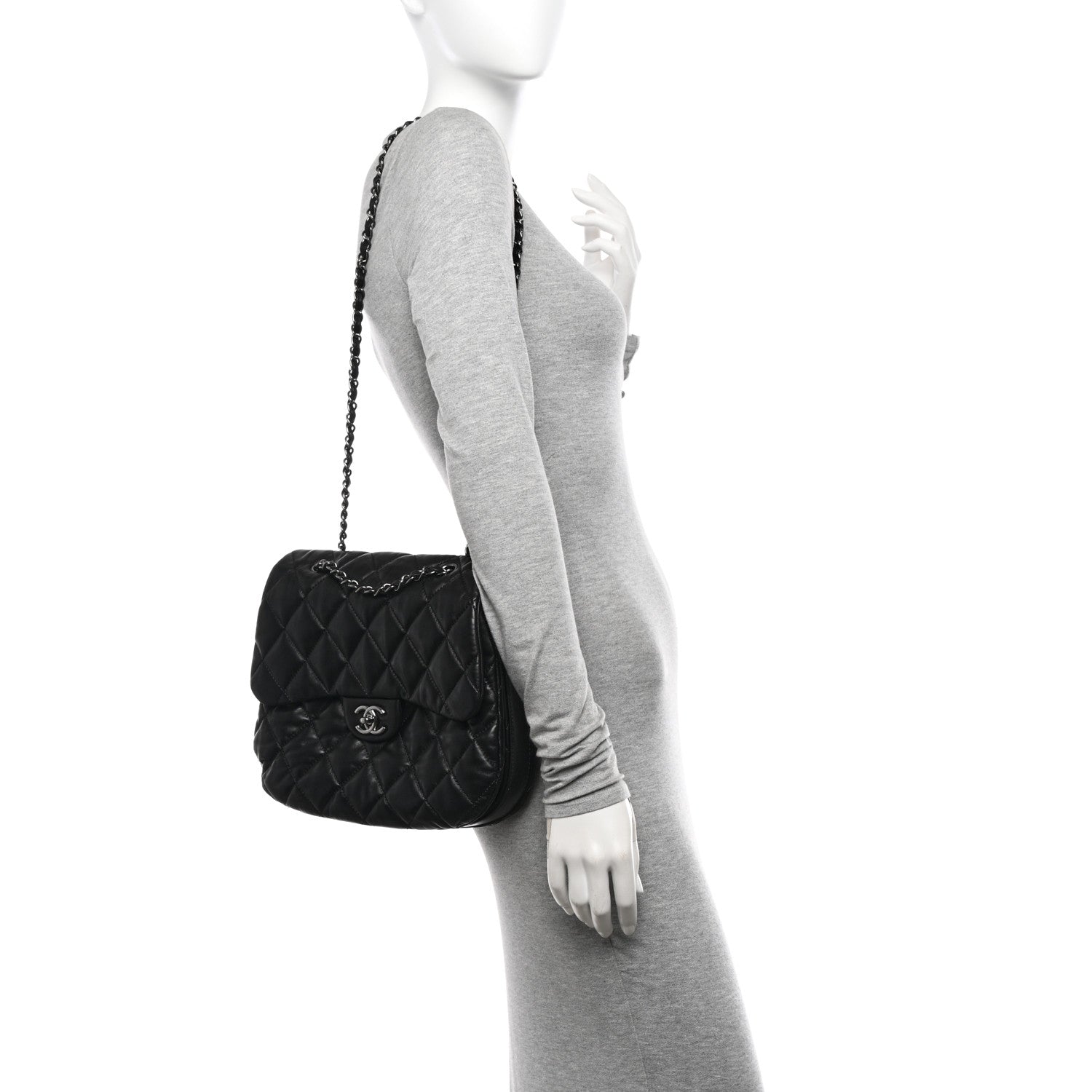 Chanel Lambskin Quilted Large Chanel 3 Flap Black 2 of 10