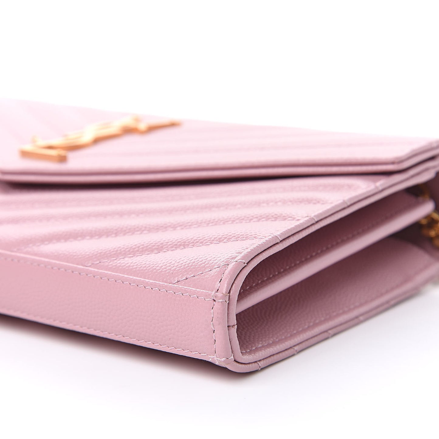 Grain De Poudre Matelasse Chevron Monogram Chain Wallet Pale Pink