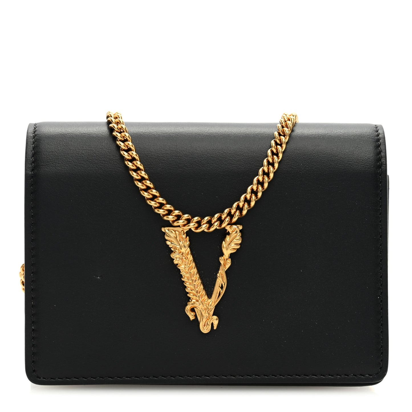 Vitello Mini Virtus Chain Clutch Black