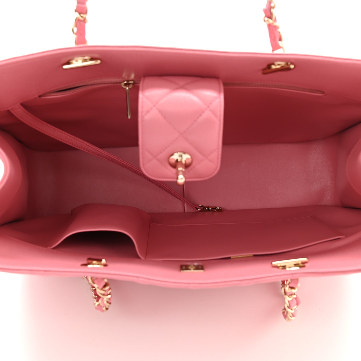 Caviar Quilted Large Shopping Tote Pink
