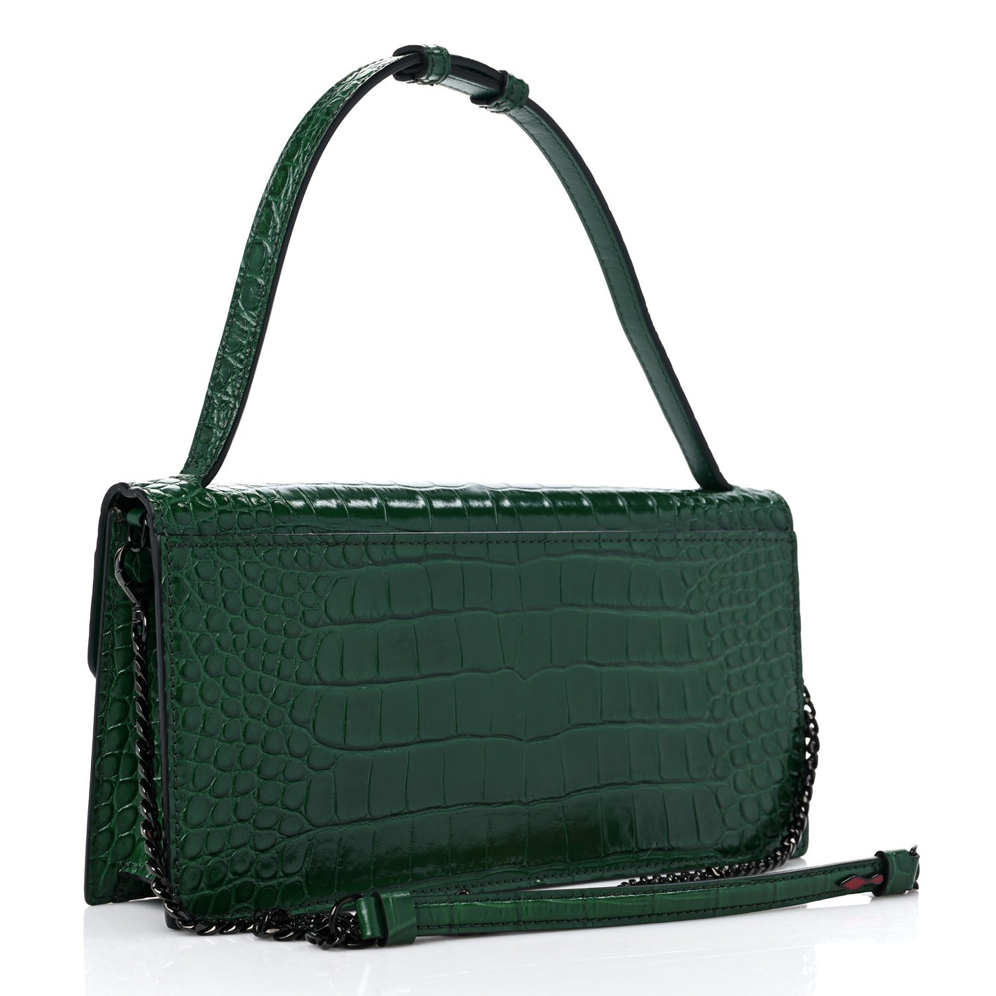 Calfskin Alligator Embossed Elisa Baguette Green