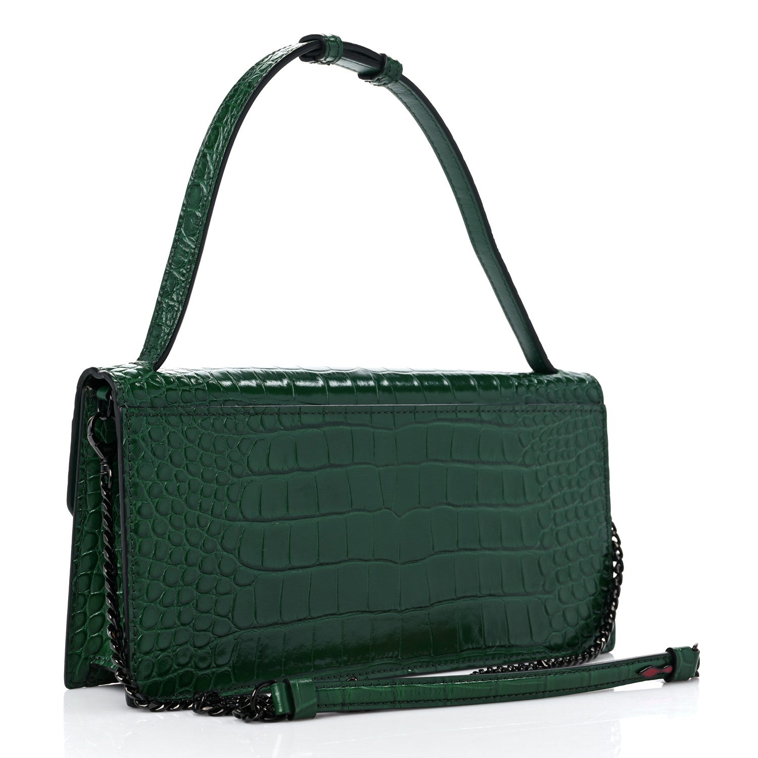 Christian Louboutin Calfskin Alligator Embossed Elisa Baguette Green 3 of 10