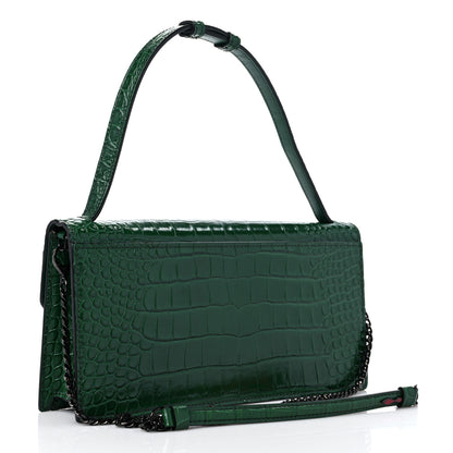 Christian Louboutin Calfskin Alligator Embossed Elisa Baguette Green 3 of 10
