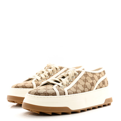 Gucci GG Monogram Mens 1977 Tennis Platform 52mm Sneakers 9 Beige Ebony Mystic White 3 of 7