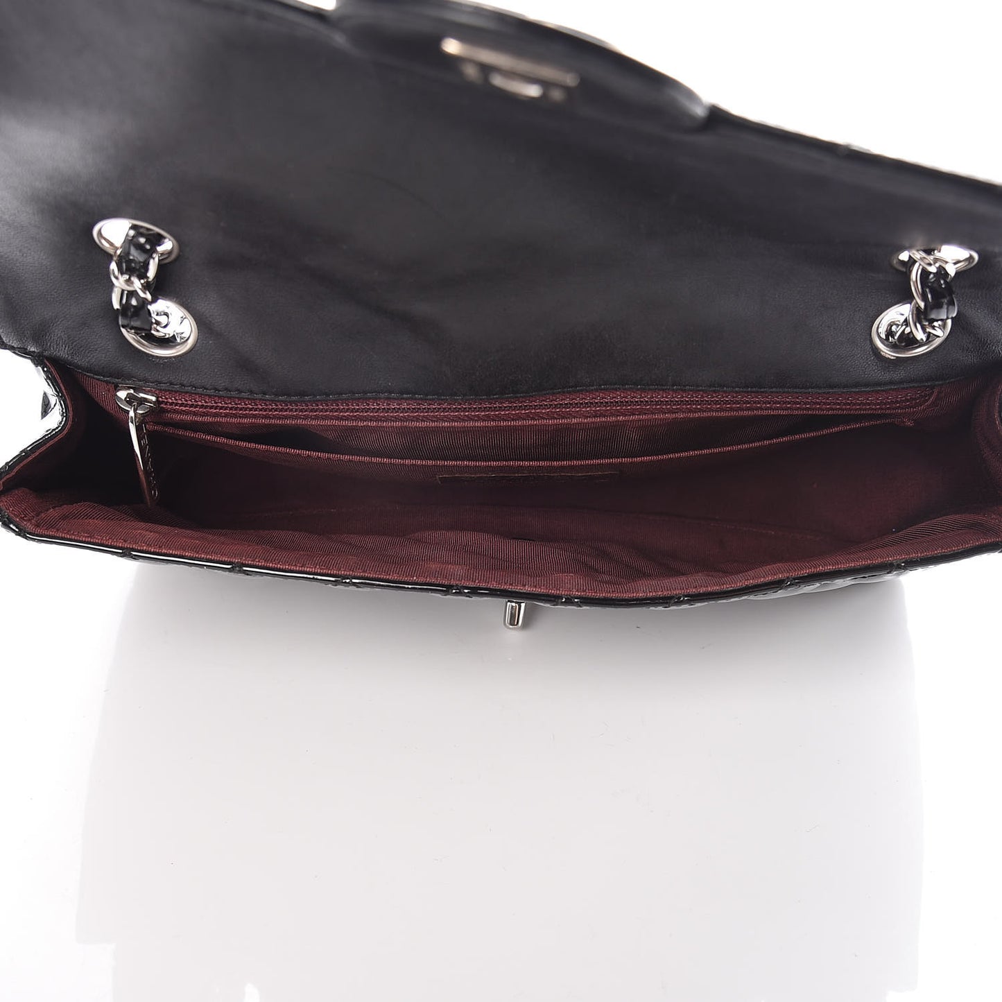 Patent Quilted Secret Label Medium Flap Black