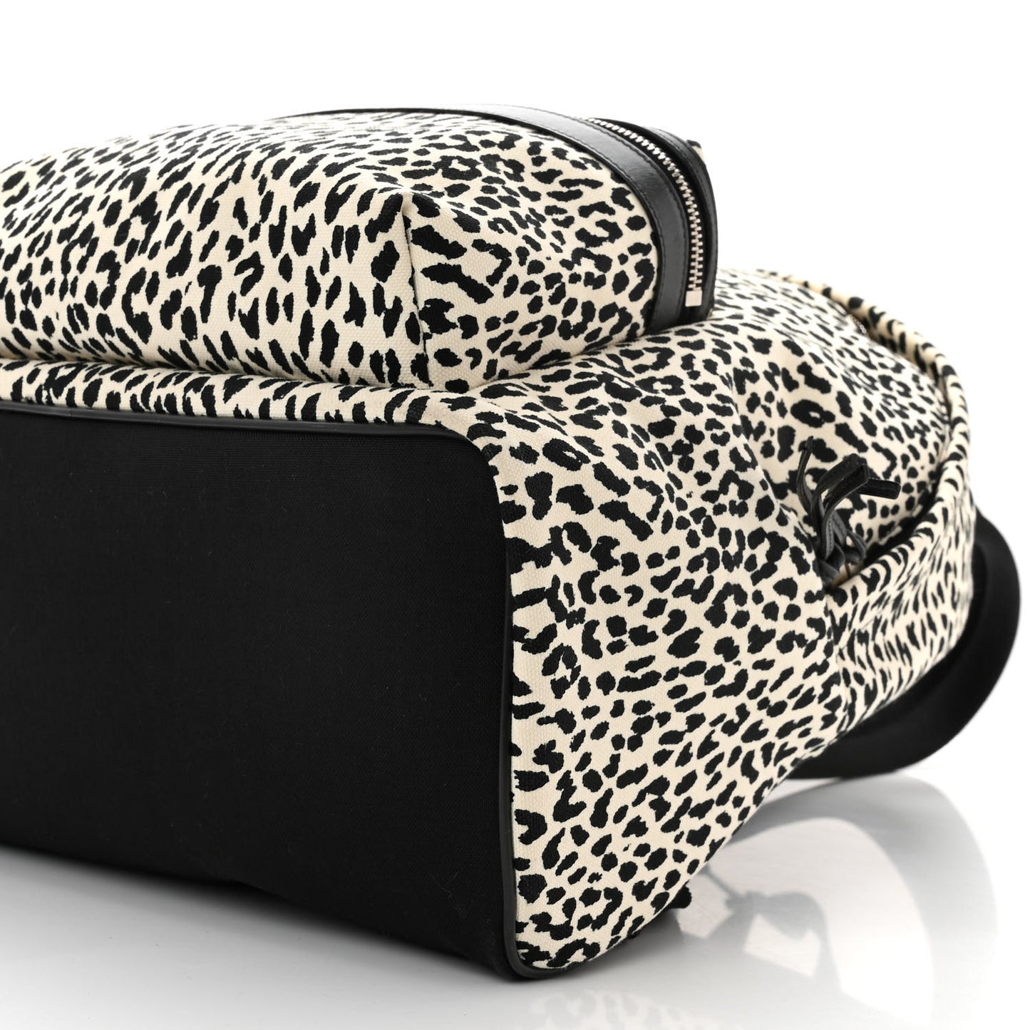 Canvas Leopard Print City Backpack Black White