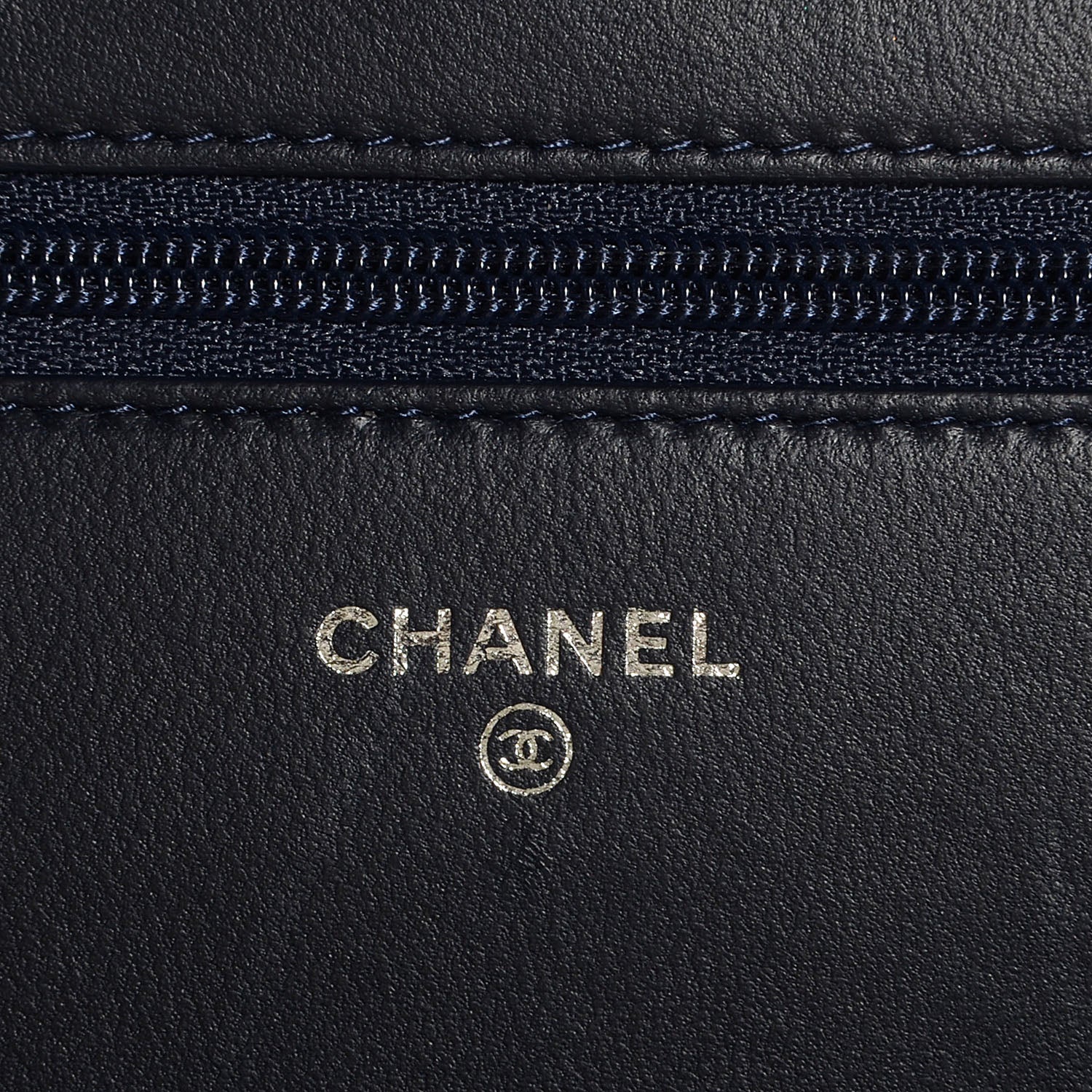 Chanel Lambskin Quilted Boy Wallet On Chain WOC Navy 6 of 9