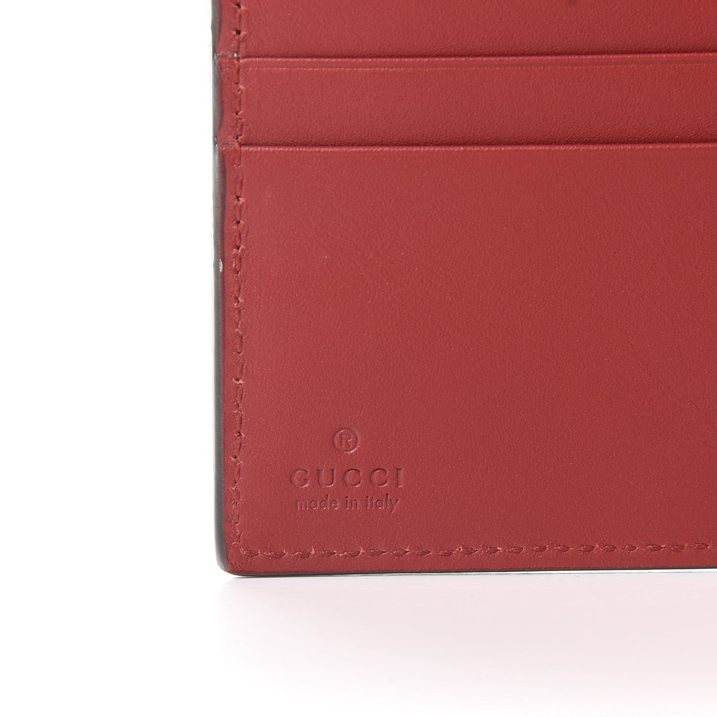 GG Supreme Monogram Cherry Embellished Card Case Wallet Hibiscus Red