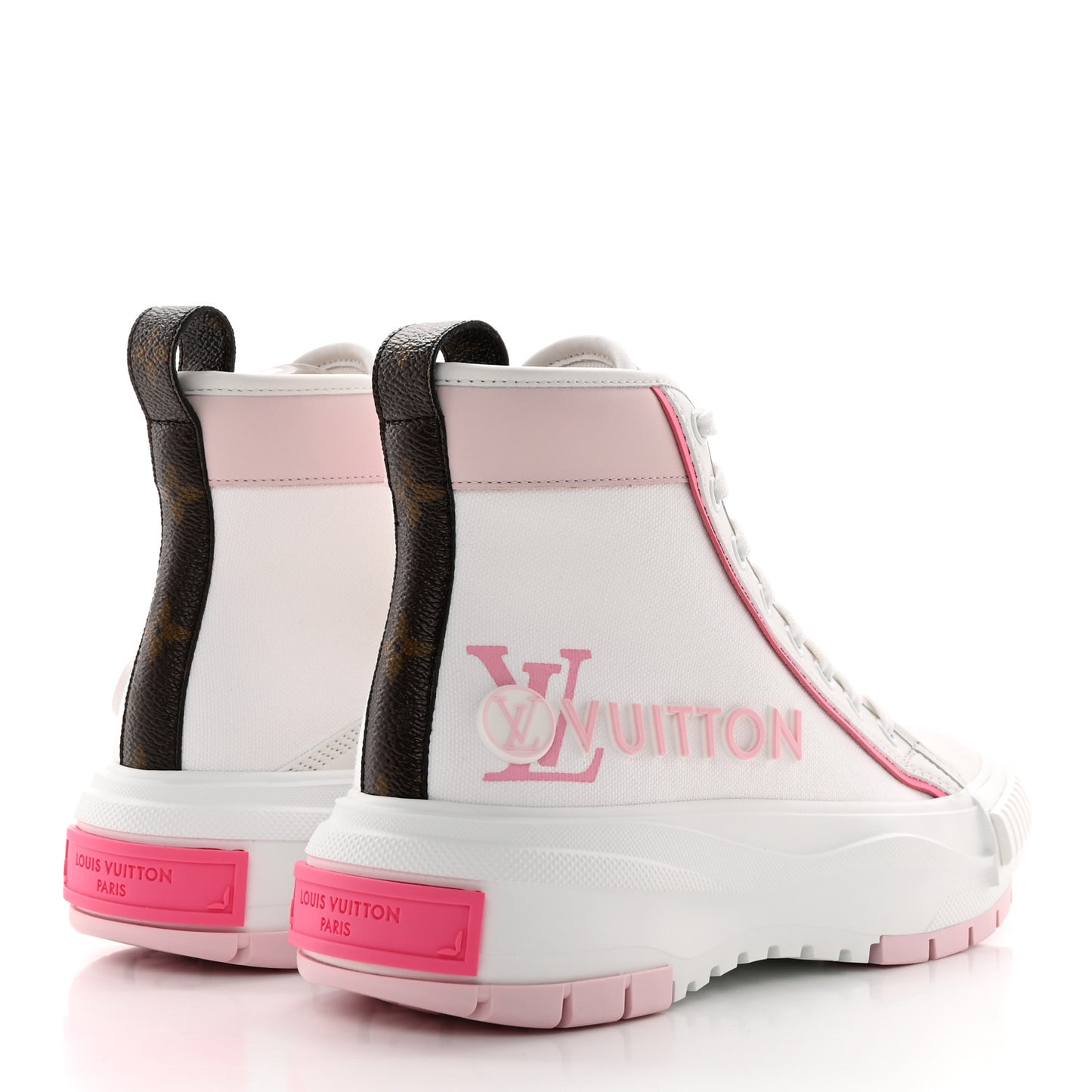 Canvas Monogram LV Squad Sneaker Boots 36.5 White Pink