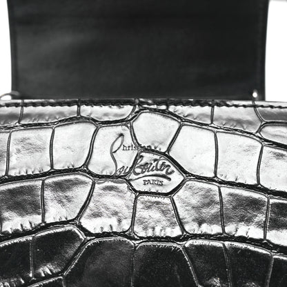 Christian Louboutin Crocodile Embossed Calfskin Spikes Loubinthesky Paloma Crossbody Phone Case Black 6 of 10