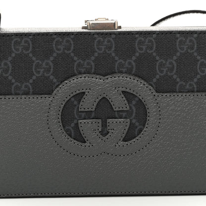 Gucci GG Supreme Monogram Textured Dollar Calfskin Mini New Basket Shoulder Bag Black Grey 7 of 9