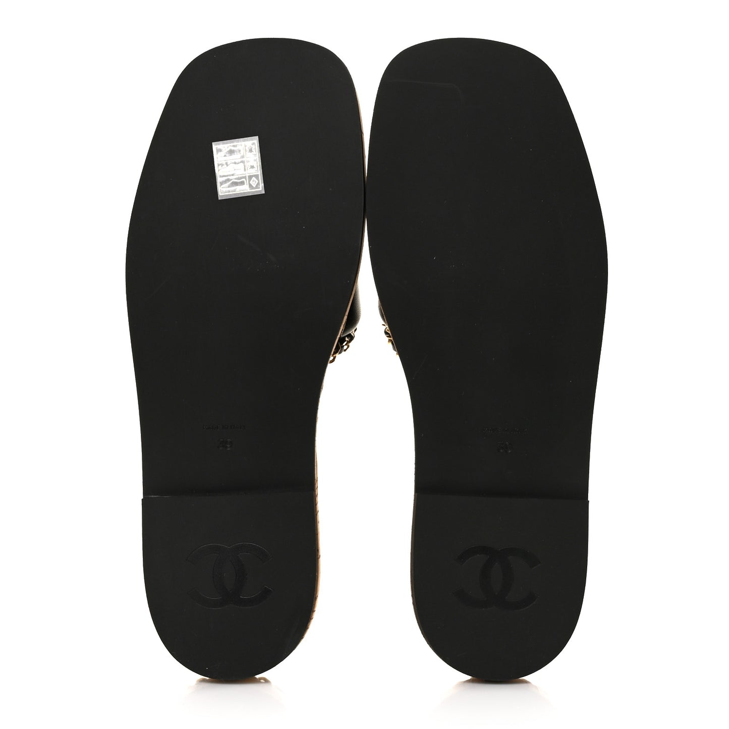 Lambskin Chain Cork Slide Sandals 39 Black