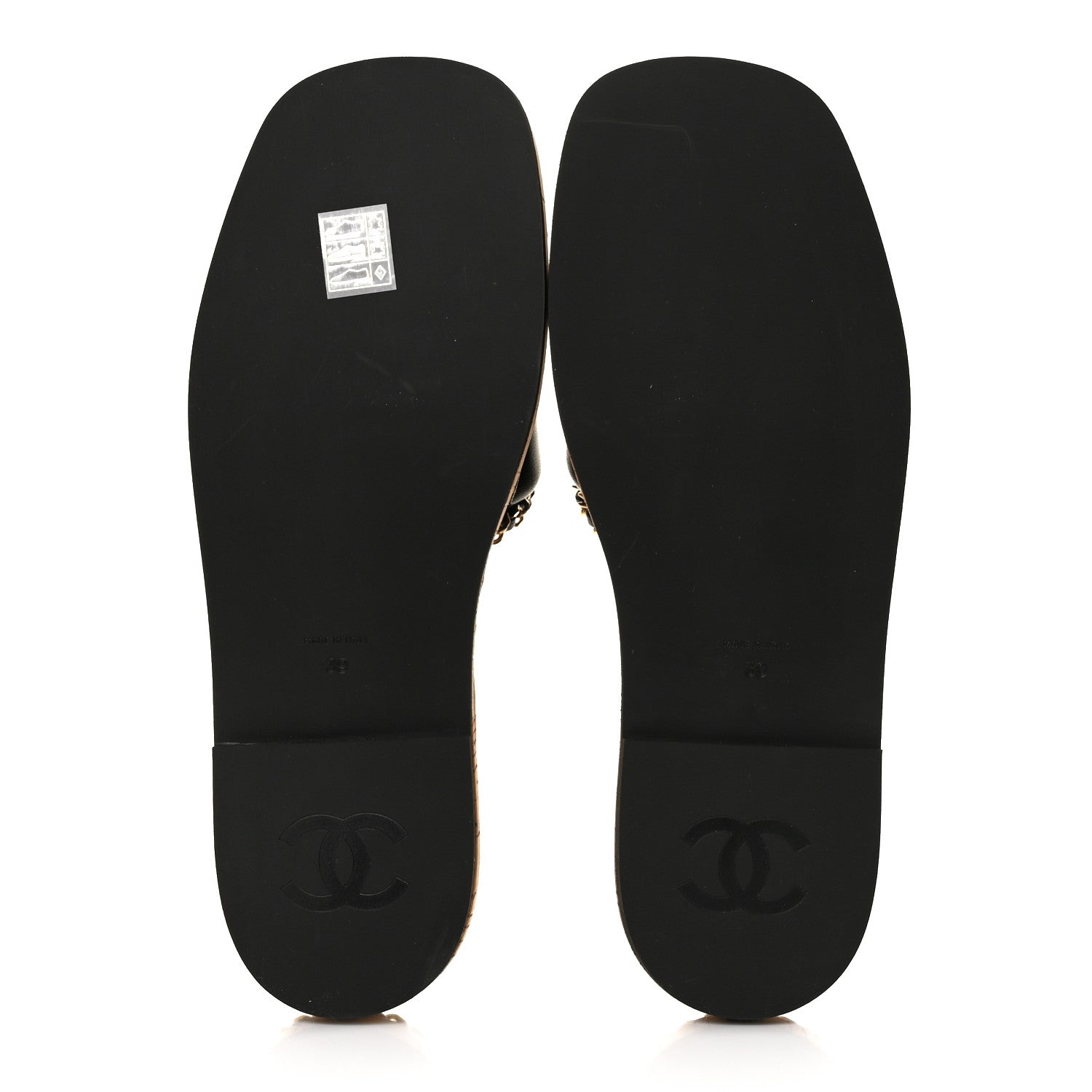Chanel Lambskin Chain Cork Slide Sandals 39 Black 5 of 9