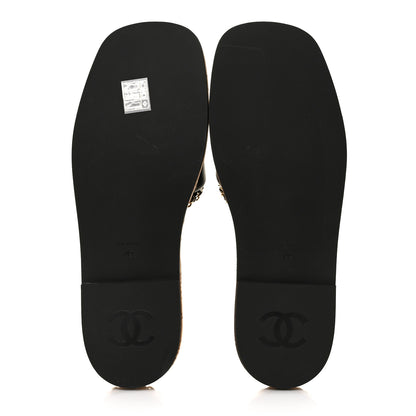 Chanel Lambskin Chain Cork Slide Sandals 39 Black 5 of 9