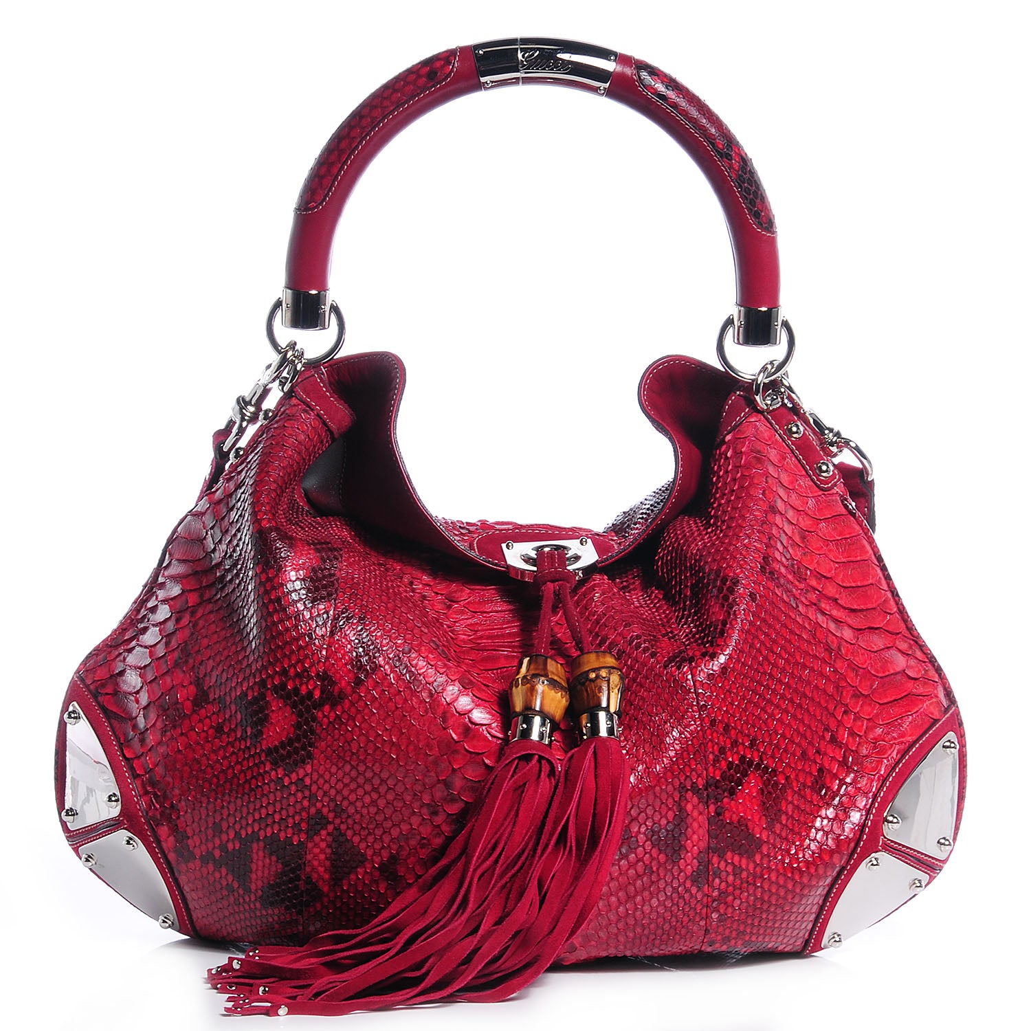 Gucci Python Large Indy Top Handle Hobo Red 1 of 7