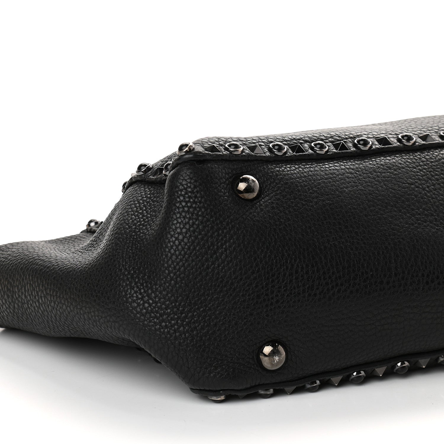 Valentino Garavani Grained Calfskin Onyx Medium Rockstud Rolling Tote Black 7 of 9