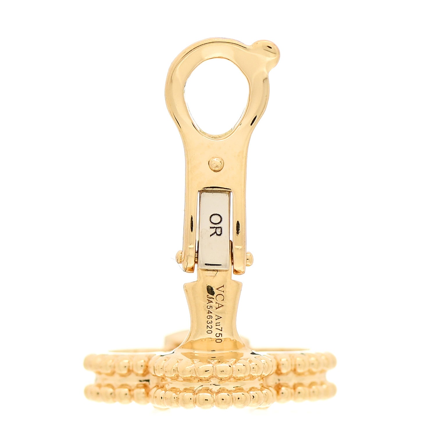 Van Cleef & Arpels 18K Yellow Gold Mother of Pearl Vintage Alhambra Earrings 4 of 5