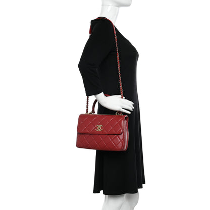 Chanel Lambskin Quilted Small Trendy CC Flap Dual Handle Bag Red 2 of 11