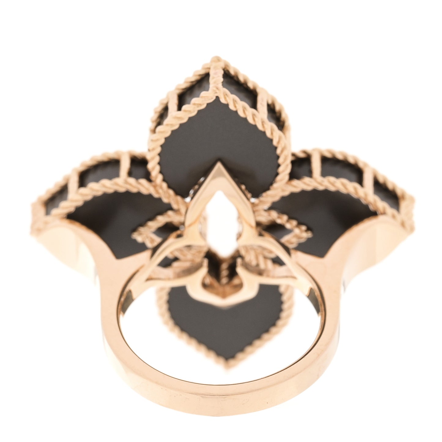18K Rose Gold Titanium Diamond Venetian Princess Flower Ring 53 6.25 Gray