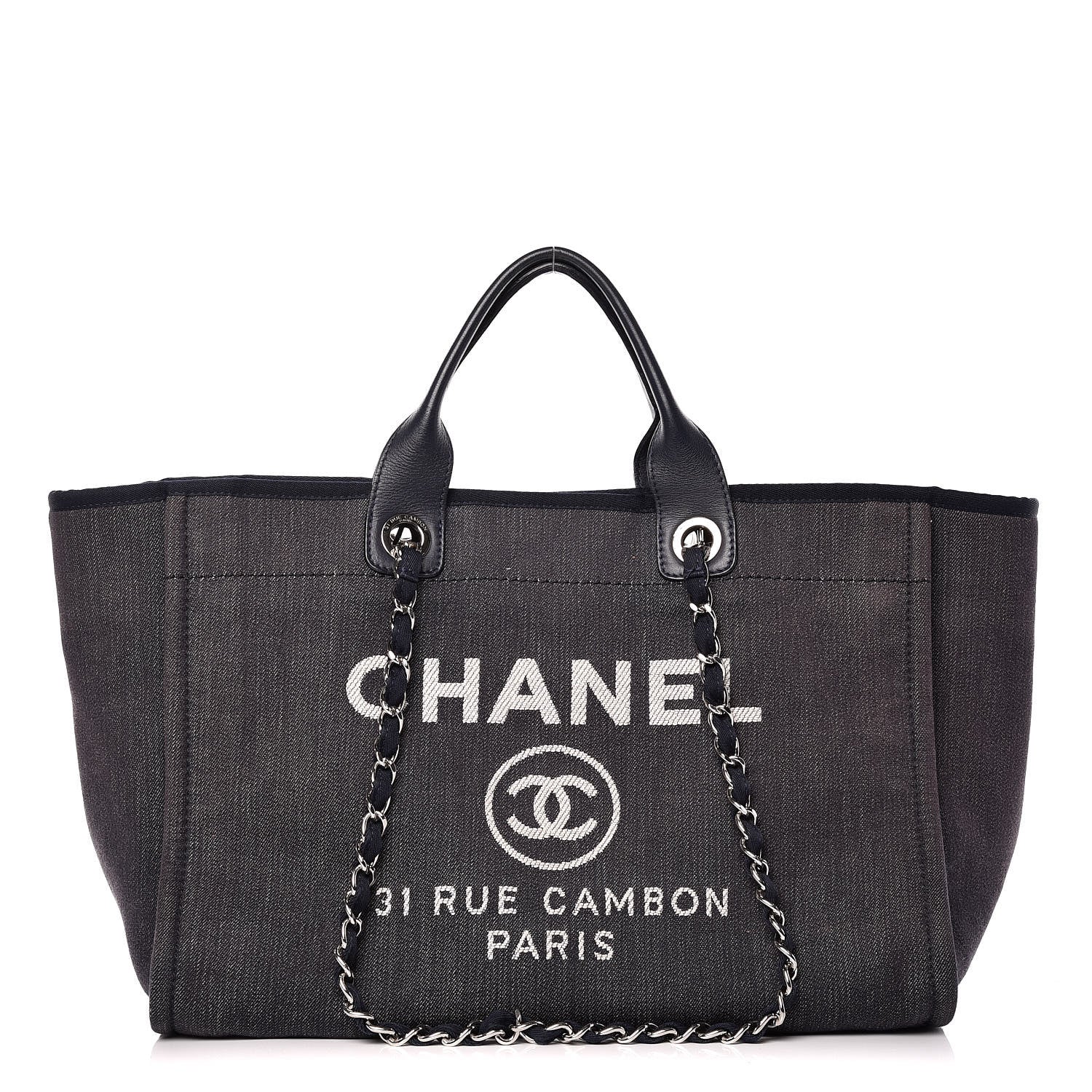 Chanel Denim Large Deauville Tote Dark Blue 1 of 10
