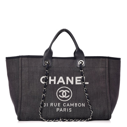 Chanel Denim Large Deauville Tote Dark Blue 1 of 10