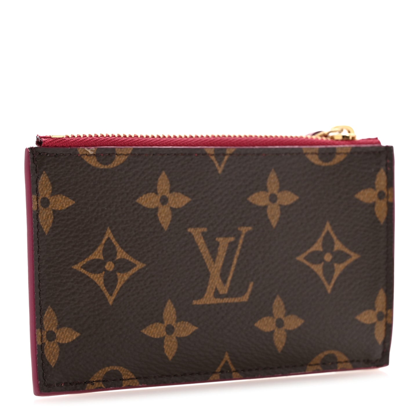 Monogram Zipped Card Holder Fuchsia
