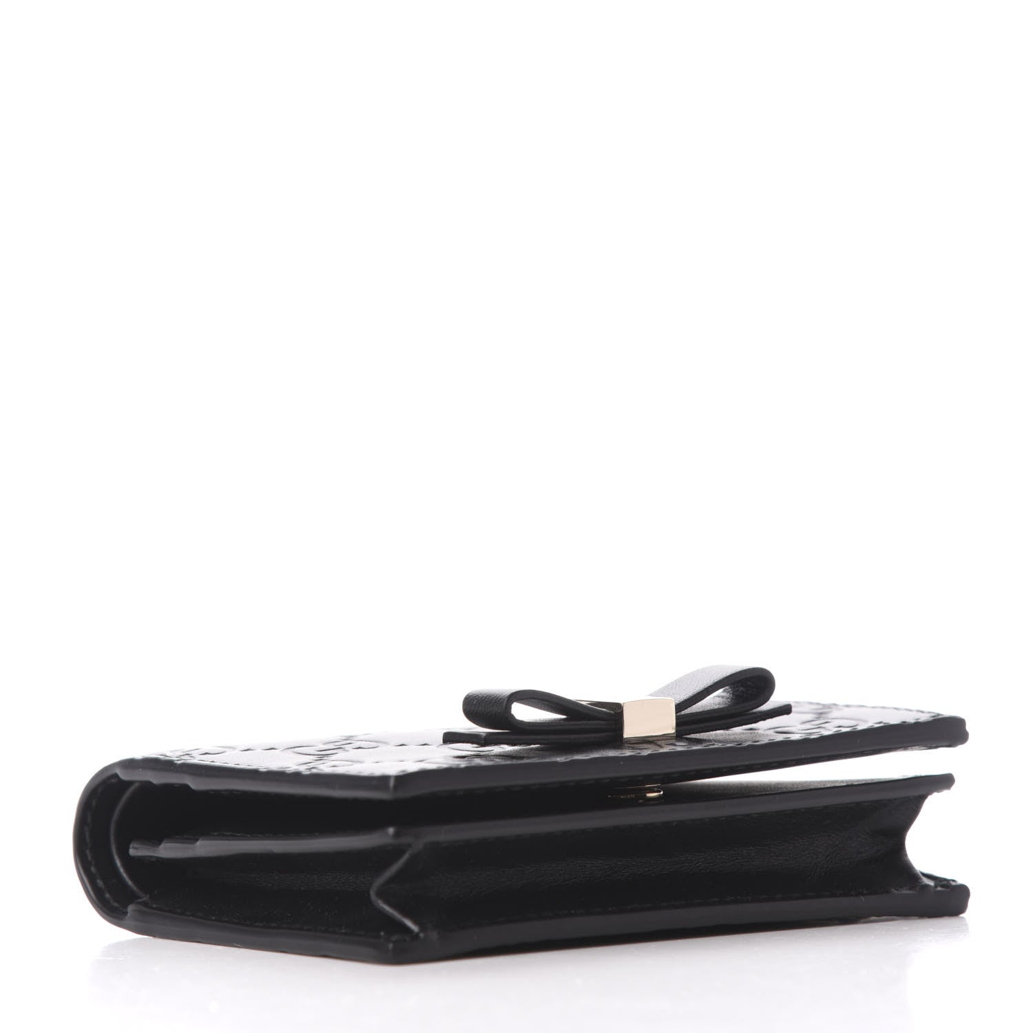 Gucci Guccissima Signature Bowy Card Case Wallet Black 4 of 7