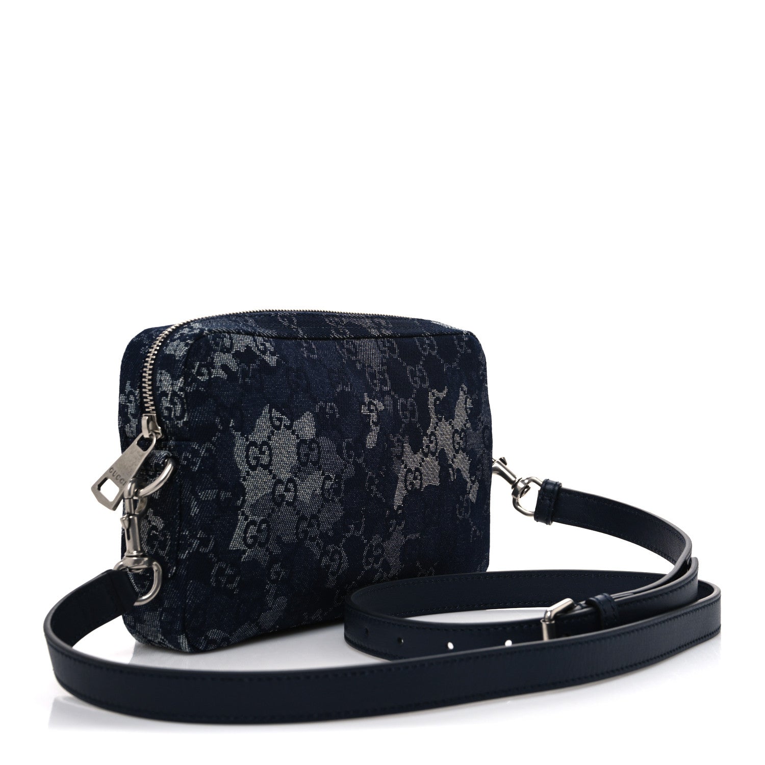 Gucci Denim GG Monogram Camouflage Small Crossbody Bag Blue 3 of 10