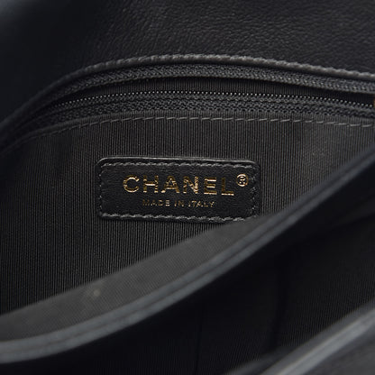 Chanel Grained Calfskin Elaphe Stitched Medium Chevron Chic Top Handle Flap Black 6 of 12