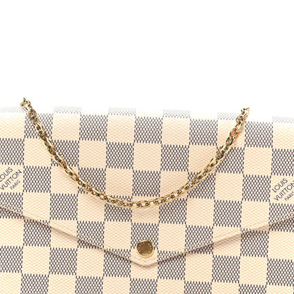 Louis Vuitton Damier Azur Pochette Felicie Chain Wallet Rose Ballerine 8 of 11