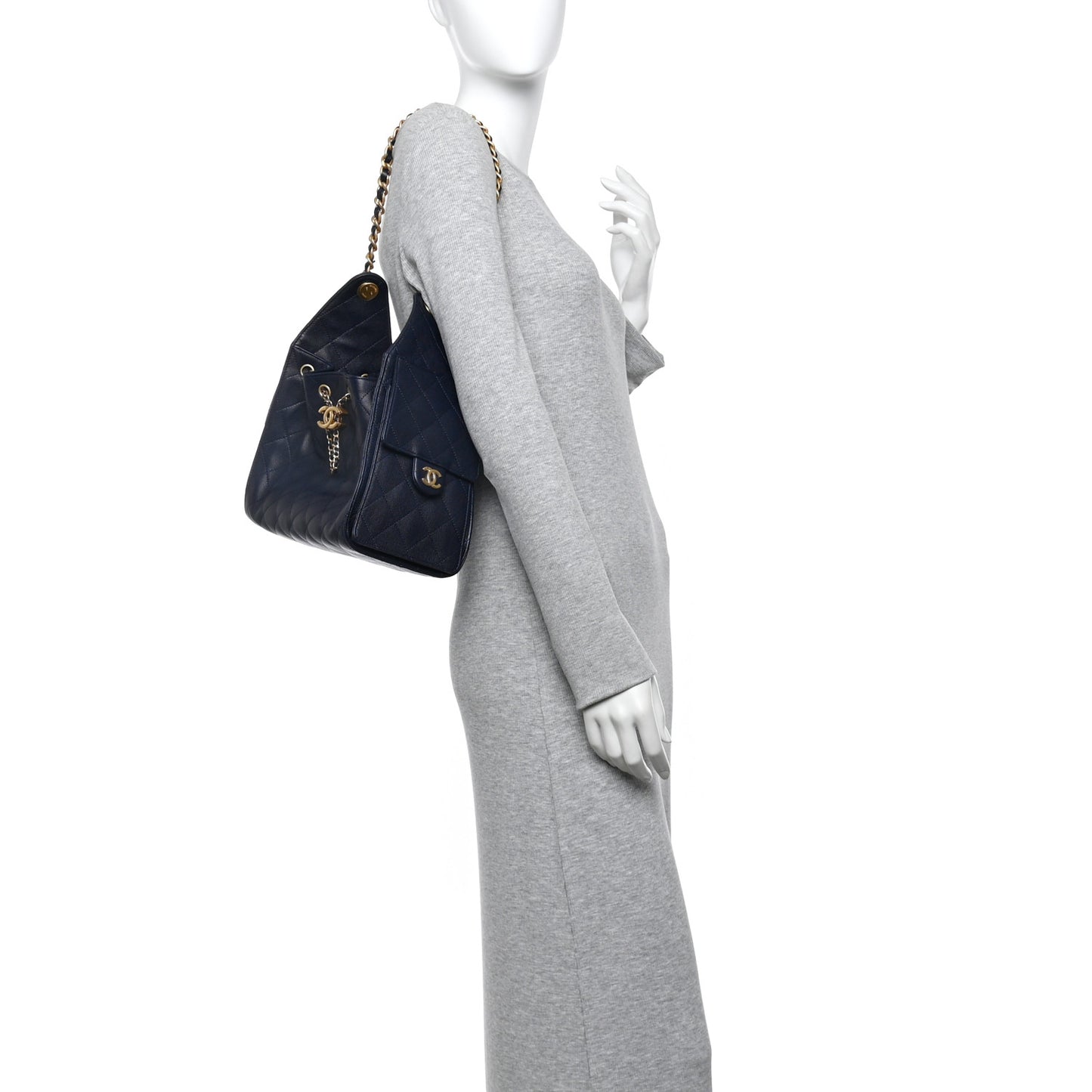 Caviar Quilted Small Chanel 25 Handbag Dark Navy