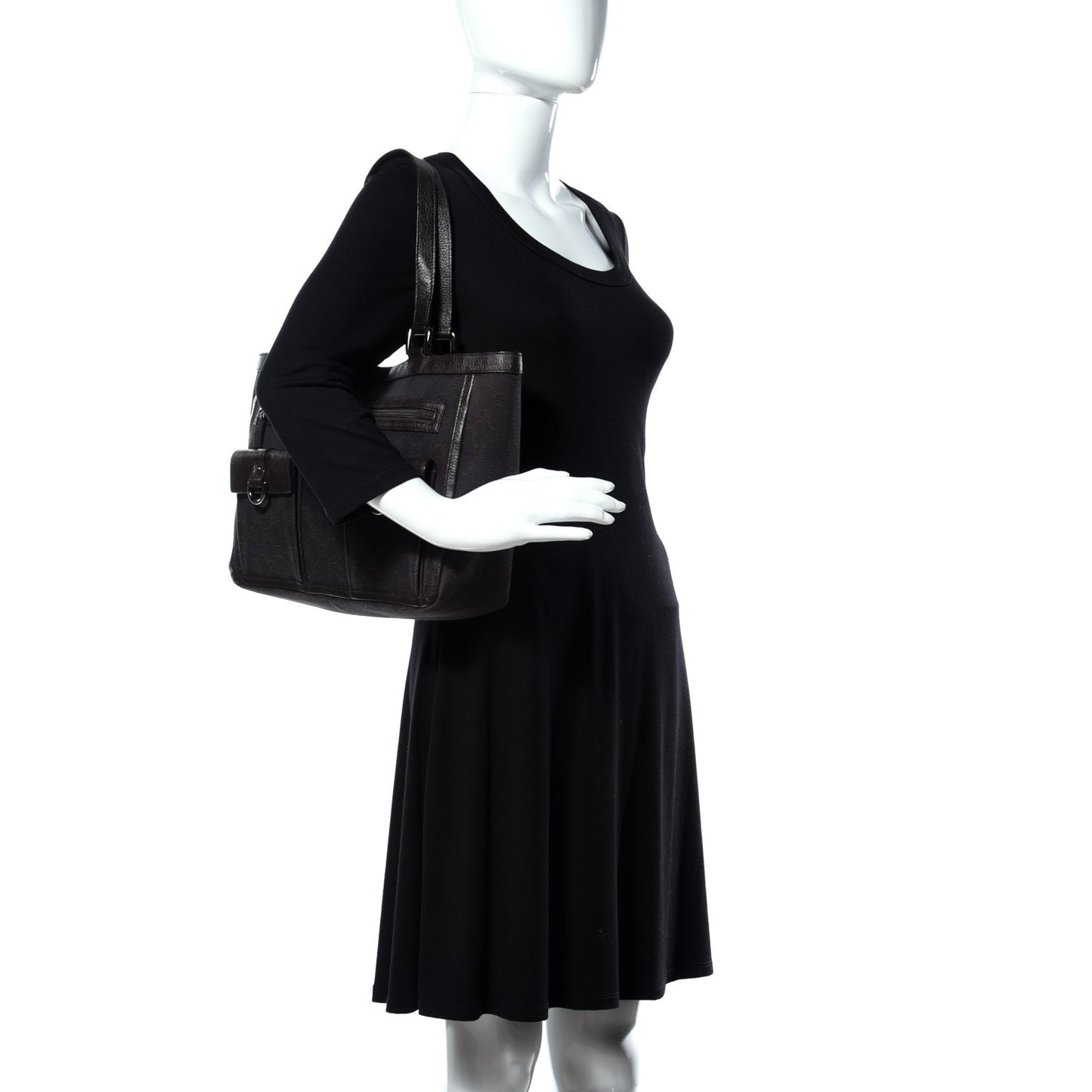 Nylon Monogram Abbey D Ring Tote Dark Brown