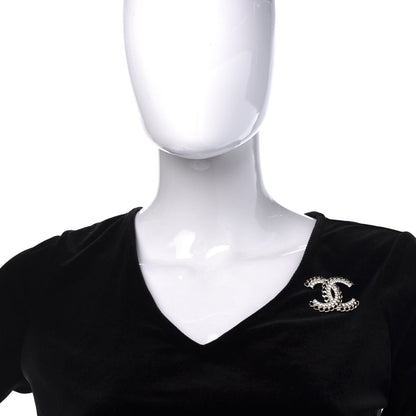 Chanel Crystal Chain CC Brooch Gold 2 of 5