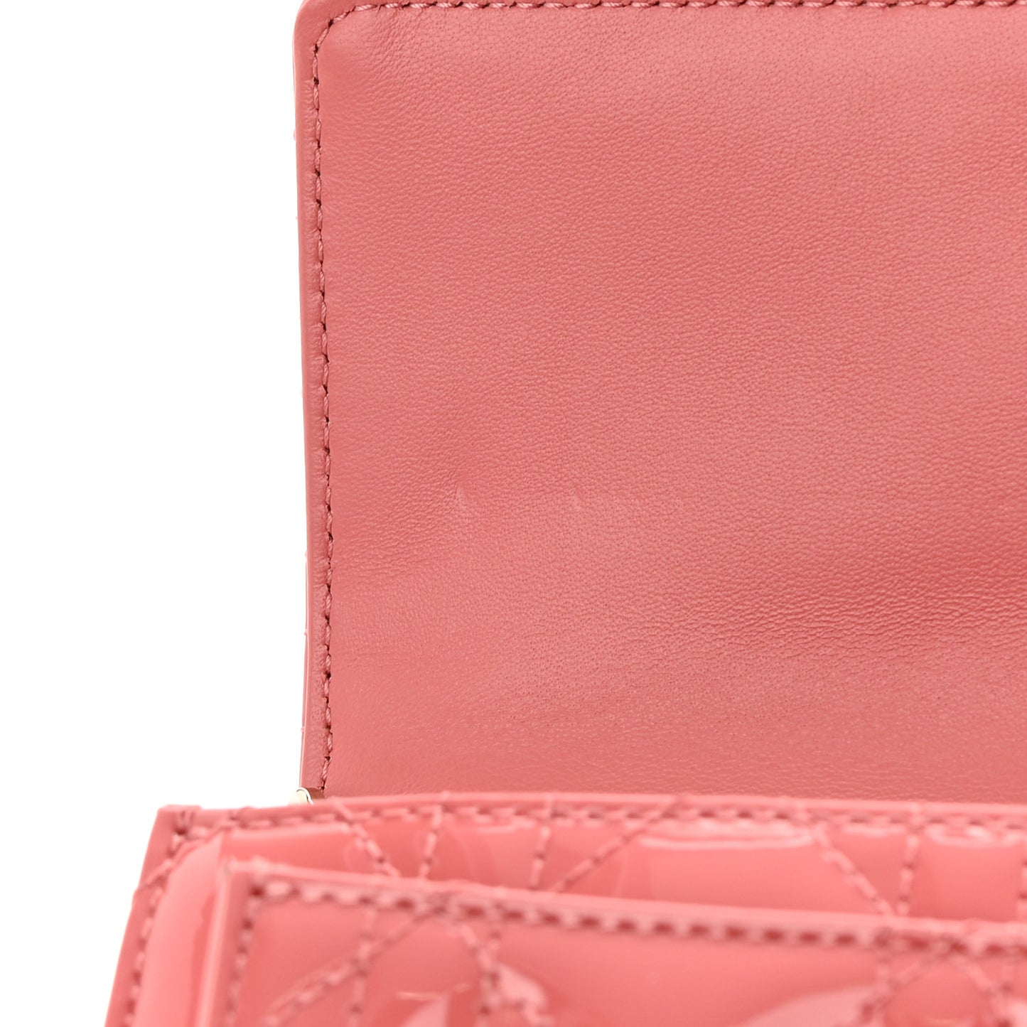 Patent Cannage Lady Dior Chain Pouch Pink