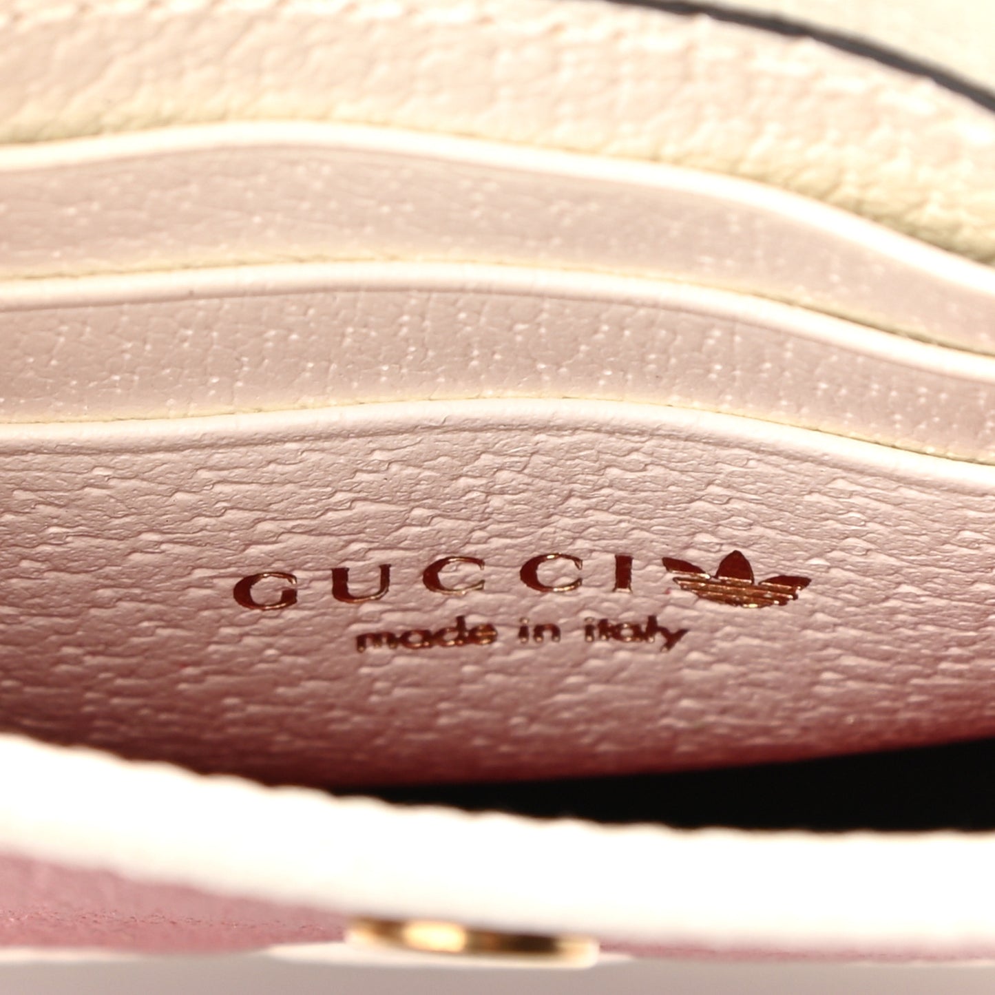 X ADIDAS Textured Dollar Calfskin Trefoil Embossed Phone Crossbody Bag Hibiscus Red Off White