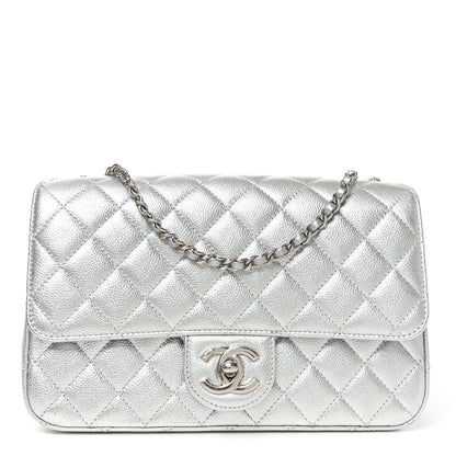 Chanel Metallic Caviar Quilted Medium CC Slide Flap Silver Silver 1 of 11
